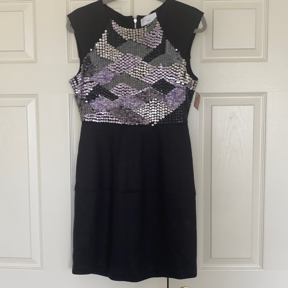 Adam Lippes black sequin party dress. Size 6